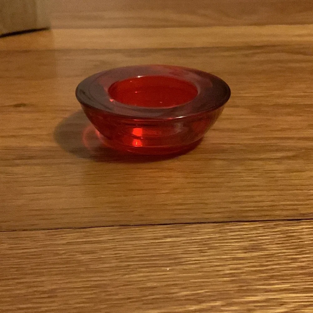 Christmas, 5 Crate & Barrel Red Tea Light Glass Holders